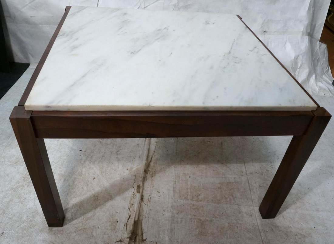 Rosewood and Marble Occasional Coffee Table. Ins: Rosewood and Marble Occasional Coffee Table. Inset marble top. Danish modern.-- Dimensions: H: 20 inches: W: 32.5 inches ---
