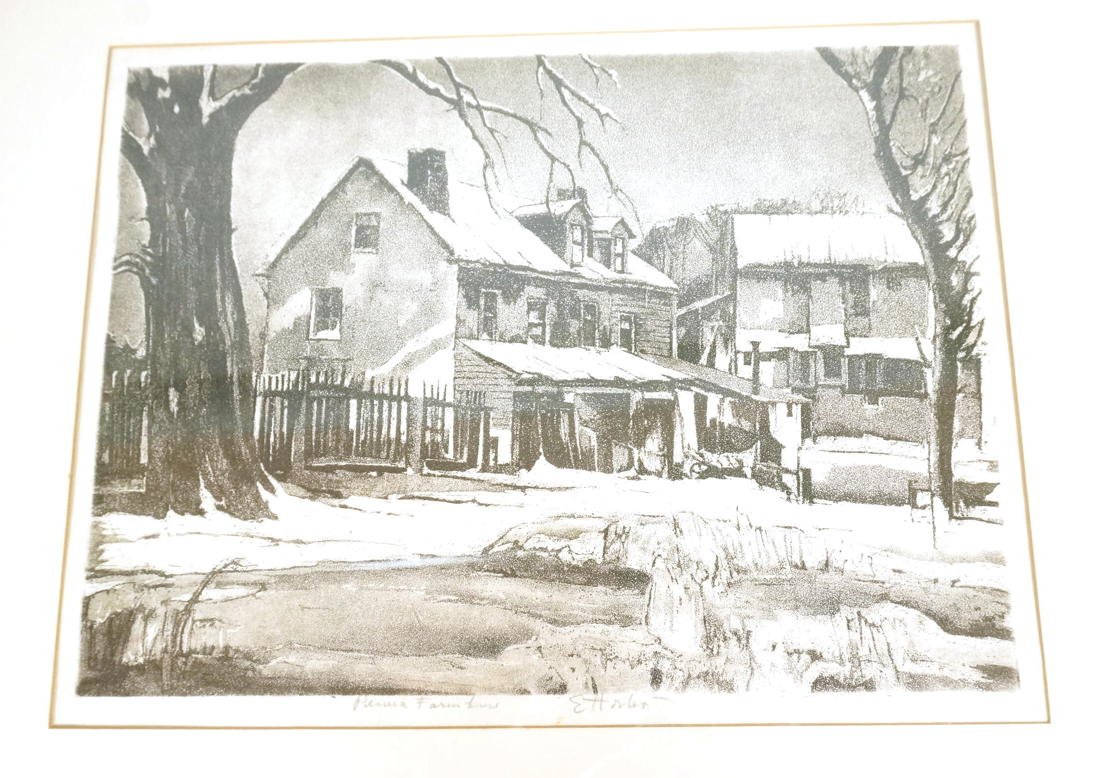 EARL HORTER Engraving Print. "Penna Farm House" S: EARL HORTER Engraving Print. "Penna Farm House" Signed E Horter. -- Dimensions: H: 8.25 inches: W: 11 inches ---