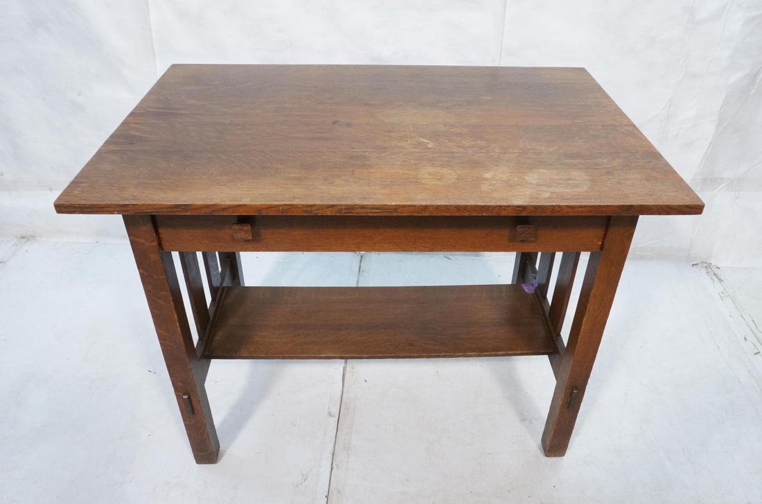 Stickley Brothers Attributed Desk with 1 Drawer.: Stickley Brothers Attributed Desk with 1 Drawer. Splined top. Thru Tenons. -- Dimensions: H: 30 inches: W: 40 inches: D: 26 inches ---