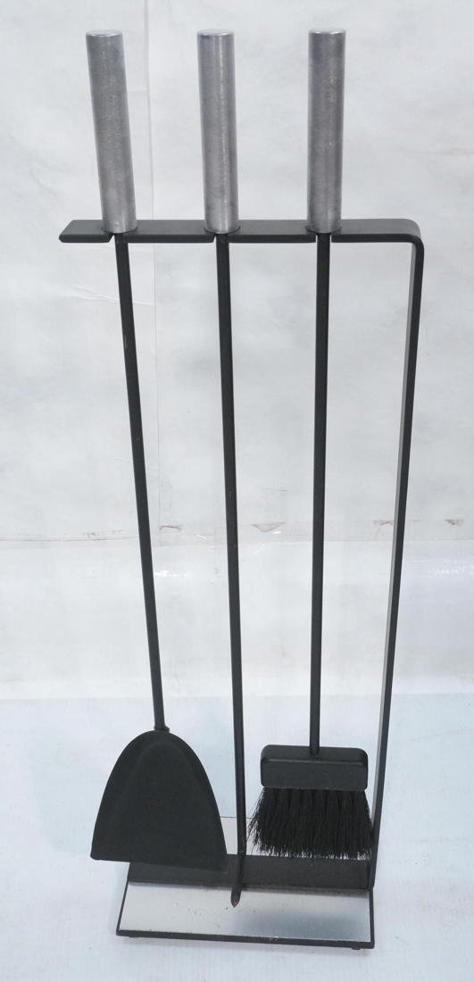 Set Aluminum & Steel Modernist Fireplace Tools. 3: Set Aluminum & Steel Modernist Fireplace Tools. 3 tools on stand. -- Dimensions: H: 32.5 inches: W: 10 inches: D: 6 inches ---