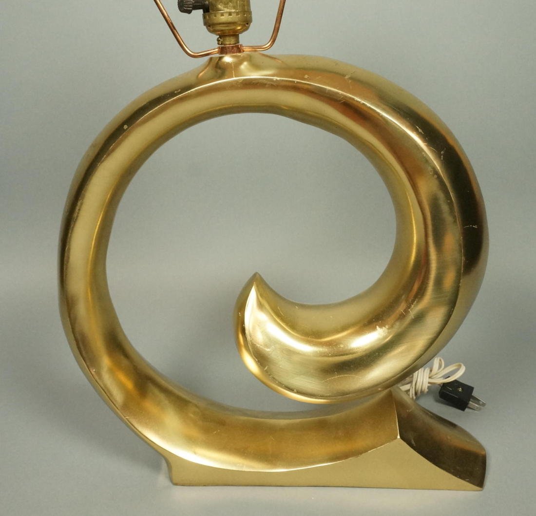 Pierre Cardin Table Lamp. Brass Swirl Design. B: Pierre Cardin Table Lamp. Brass Swirl Design. Base height 14 inches-- Dimensions: H: 23.5 inches: W: 13.5 inches: D: 3.75 inches ---