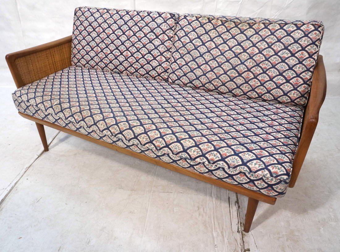 PETER HVIDT France & Sons. Danish Modern Sofa Cou: PETER HVIDT France & Sons. Danish Modern Sofa Couch with Woven Side Arms. Flared arms. Tapered peg legs. Metal France & Sons tag-- Dimensions: H: 24.5 inches: W: 63 inches: D: 32 inches ---