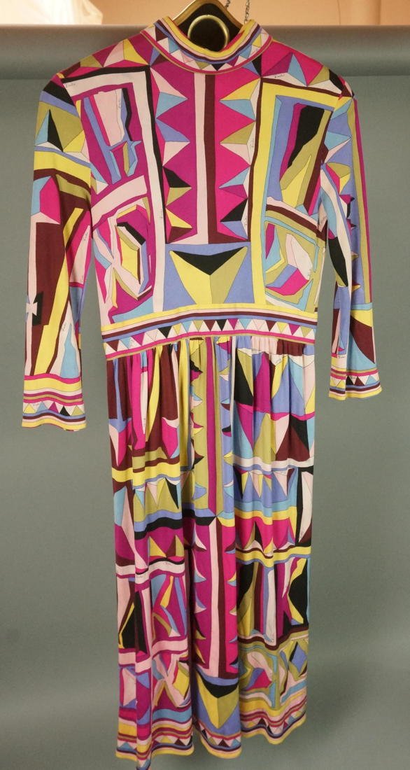 Vintage EMILIO PUCCI Dress. Great graphic. Color: Vintage EMILIO PUCCI Dress. Great graphic. Colorful knit high collar dress. Vintage Size 14. Label.-- Dimensions: --- US Shipping charge: $20