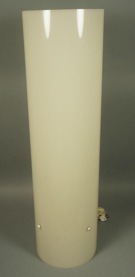 PAUL MAYEN Tall Cylinder Lamp. Cream colored plas: PAUL MAYEN Tall Cylinder Lamp. Cream colored plastic Acrylic tube. Chrome hardware. Not marked.-- Dimensions: H: 36 inches: W: 10 inches ---