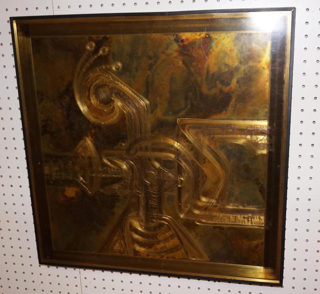 BERNHARD E ROHNE Mastercraft Etched & Tooled Bron: BERNHARD E ROHNE Mastercraft Etched & Tooled Bronze Plaque. Paper Label. Made in Canada. -- Dimensions: H: 24 inches: W: 24 inches: D: 2 inches ---