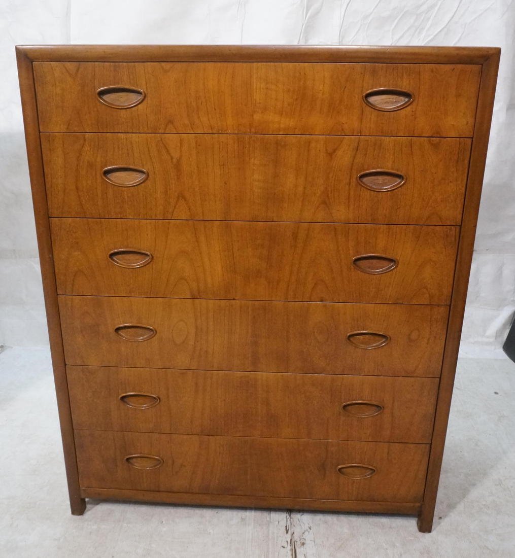 BAKER Michael Taylor 6 Drawer Dresser Chest. Amer: BAKER Michael Taylor 6 Drawer Dresser Chest. American Vintage Modern. Oval Wood Pulls. Marked Baker-- Dimensions: H: 46.5 inches: W: 38 inches: D: 19 inches ---