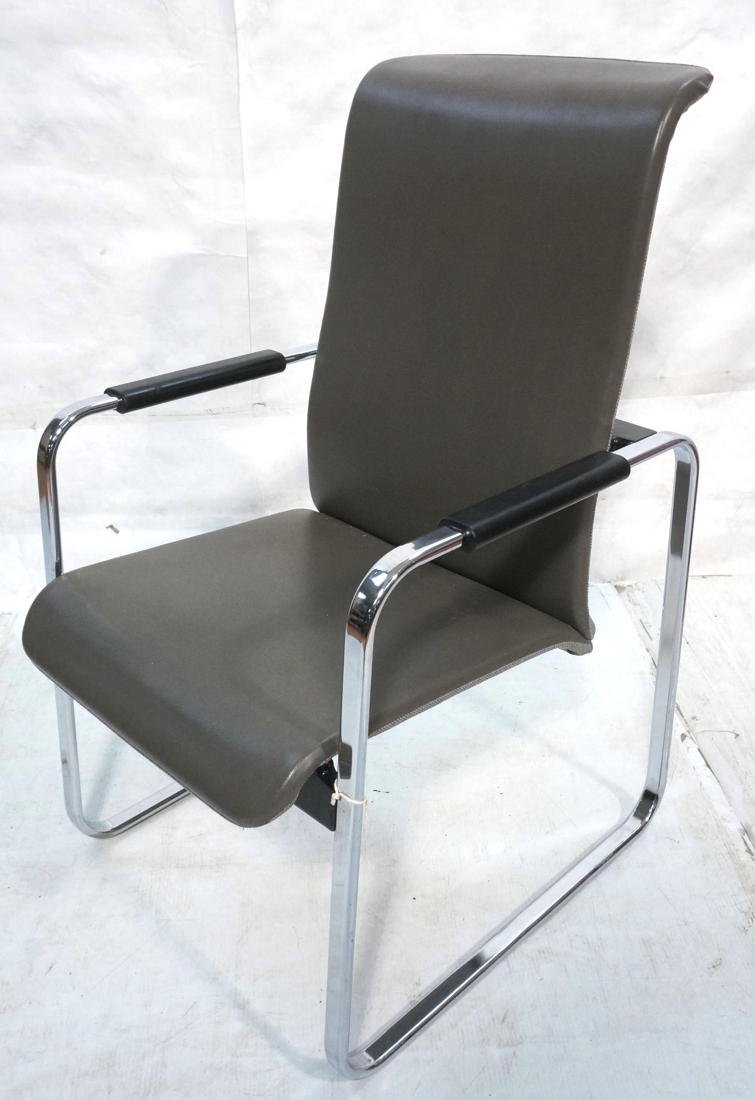 PETER PROTZMAN for HERMAN MILLER Lounge Chair. Hi: PETER PROTZMAN for HERMAN MILLER Lounge Chair. High back gray vinyl Lounge Chair. Tubular seating collection-- Dimensions: H: 42 inches: W: 23 inches: D: 27 inches ---