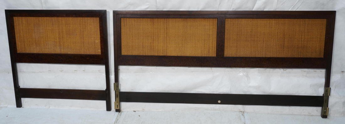 Probber style Headboards. Oil spot finish with wo: Probber style Headboards. Oil spot finish with woven cane panels. John Stuart label. One King & one Twin Headboard.-- Dimensions: H: 39 inches ---