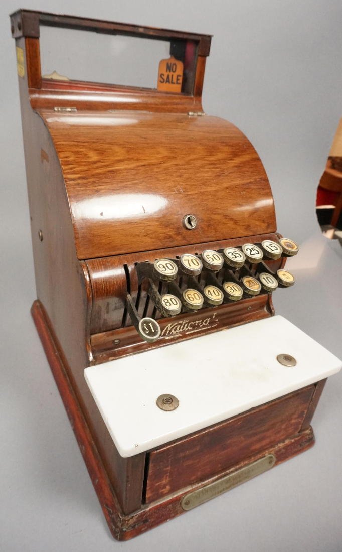 Antique National Cash Register. Wood grain paint Feb 24, 2015