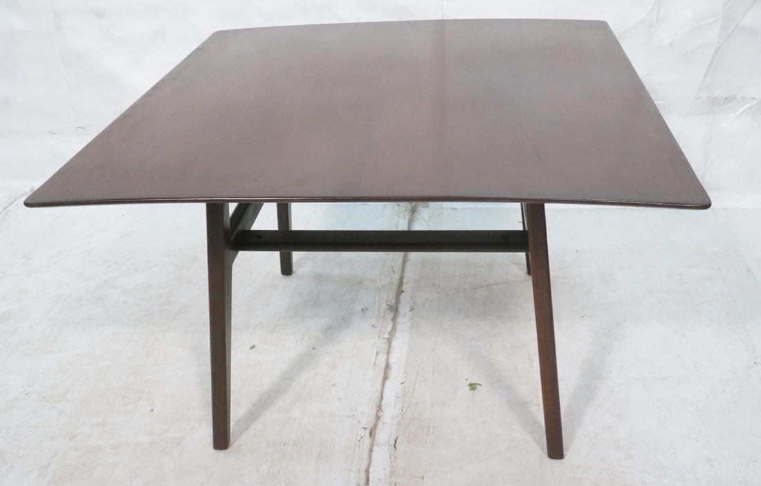 JENS RISOM Square Wood Occasional Side Table. Squ: JENS RISOM Square Wood Occasional Side Table. Square top on tapered angled legs. Marked.-- Dimensions: H: 23.25 inches: W: 35 inches: D: 35 inches ---