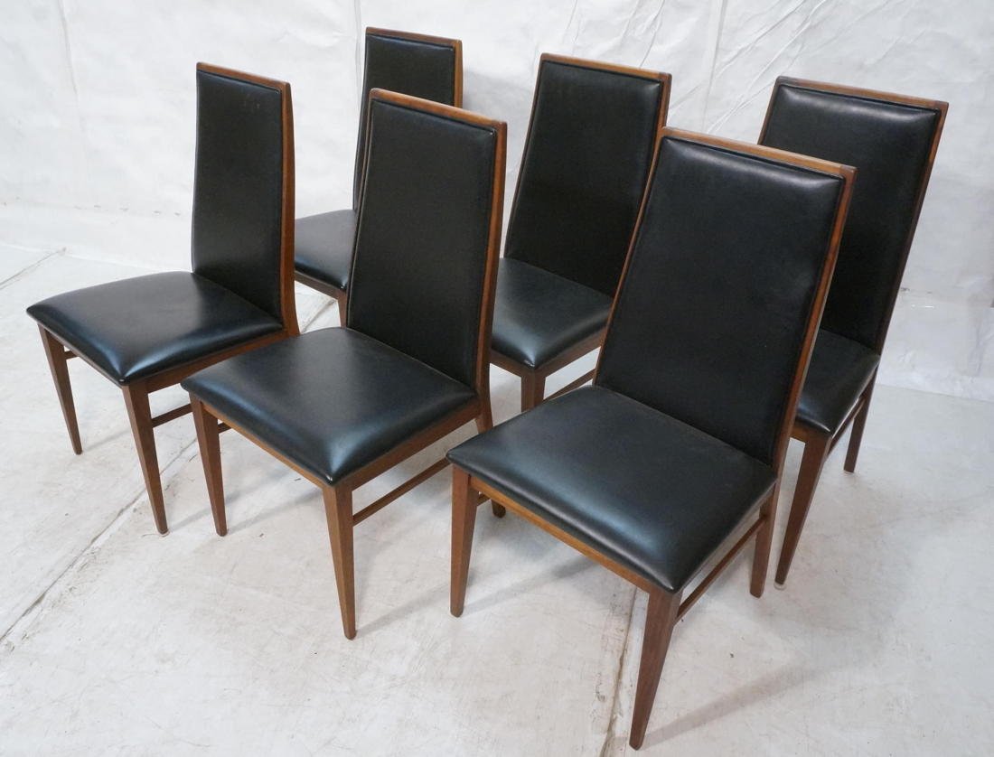 6pc American Vintage Modern Dining Chairs. Six ta: 6pc American Vintage Modern Dining Chairs. Six tall back chairs. Black vinyl seats and backs-- Dimensions: H: 37 inches: W: 19.5 inches: D: 19 inches ---