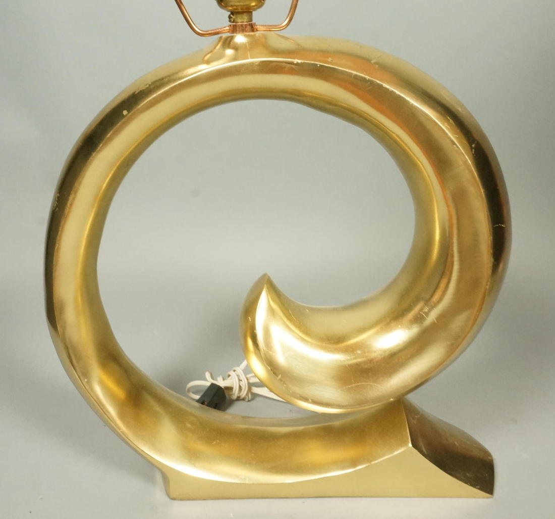 PIERRE CARDIN Brass Swoop Table Lamp.: PIERRE CARDIN Brass Swoop Table Lamp. -- Dimensions: H: 23.5 inches: W: 15 inches: D: 5.5 inches --- US Shipping charge: $50