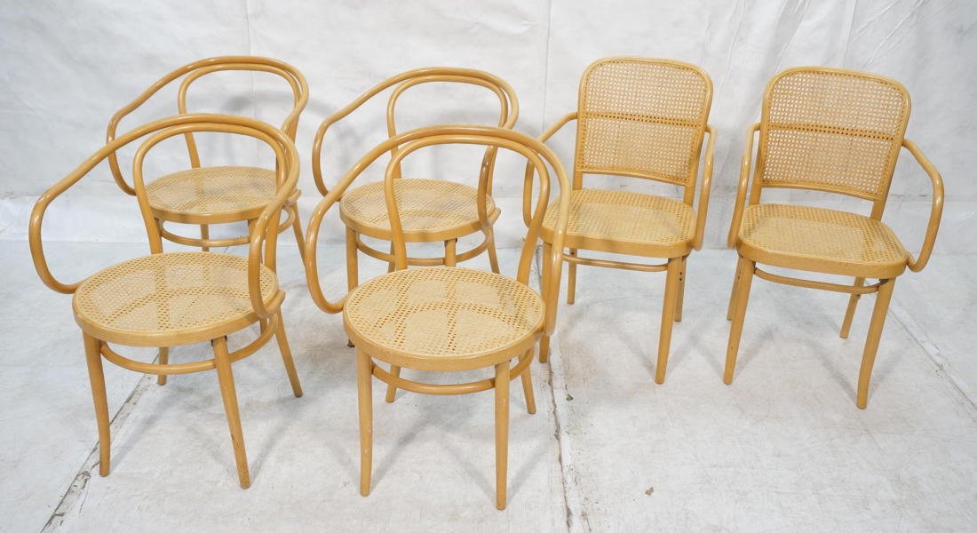 6pcs THONET Original Bentwood Chairs. Set of 4 ma: 6pcs THONET Original Bentwood Chairs. Set of 4 matching Barrel Back Bentwood chairs with caned seats. Set of 2 matching caned seats & backs. All marked THONET, Yugoslavia. -- Dimensions: H: 34 inches: