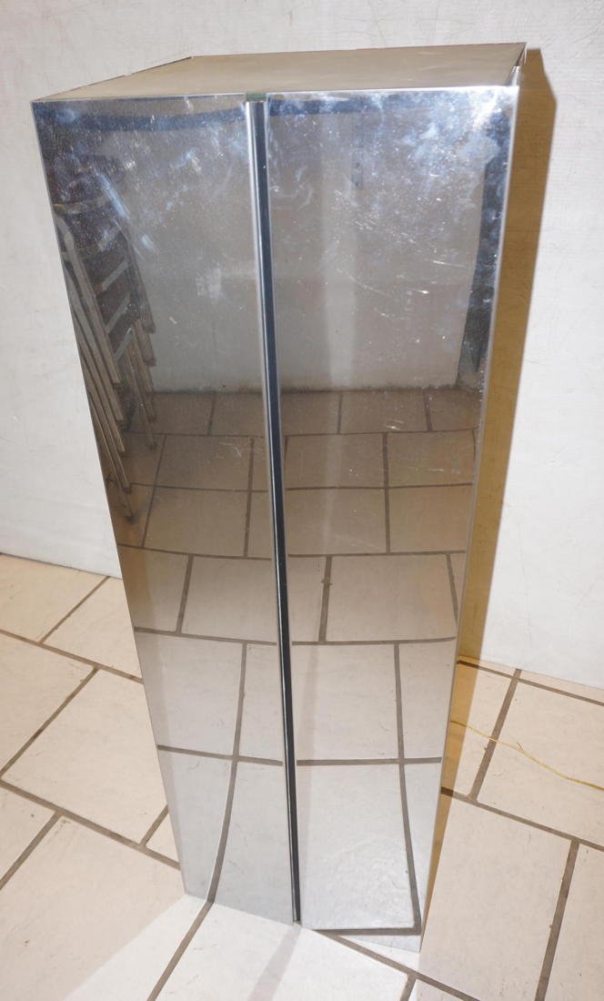 NEAL SMALL For George Kovacs Chrome Lighted Pedes: NEAL SMALL For George Kovacs Chrome Lighted Pedestal-- Dimensions: H: 42 inches: W: 14 inches: D: 14 inches ---