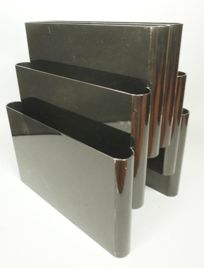 Black Molded Plastic G STOPPINO for KARTELL Itali: Black Molded Plastic G STOPPINO for KARTELL Italian Magazine Rack. Marked. -- Dimensions: H: 17.5 inches: W: 16 inches: D: 11 inches ---