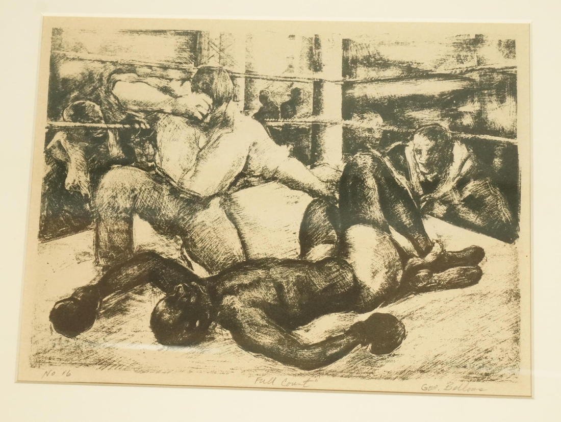 GEORGE BELLOWS Etching Print. "Full Count" Boxing: GEORGE BELLOWS Etching Print. "Full Count" Boxing. Pugilist. Pencil signed. #16. -- Dimensions: Image Size: H: 6.75 inches: W: 9.25 inches ---