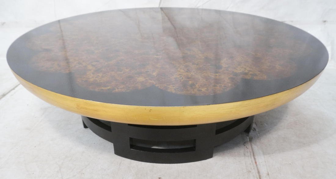 Lotus Round Cocktail Table. KITTINGER by Muller &: Lotus Round Cocktail Table. KITTINGER by Muller & Barringer Coffee Table. Oil Spot lacquer decoration.-- Dimensions: H: 14 inches: W: 47.5 inches: D: 47.5 inches ---