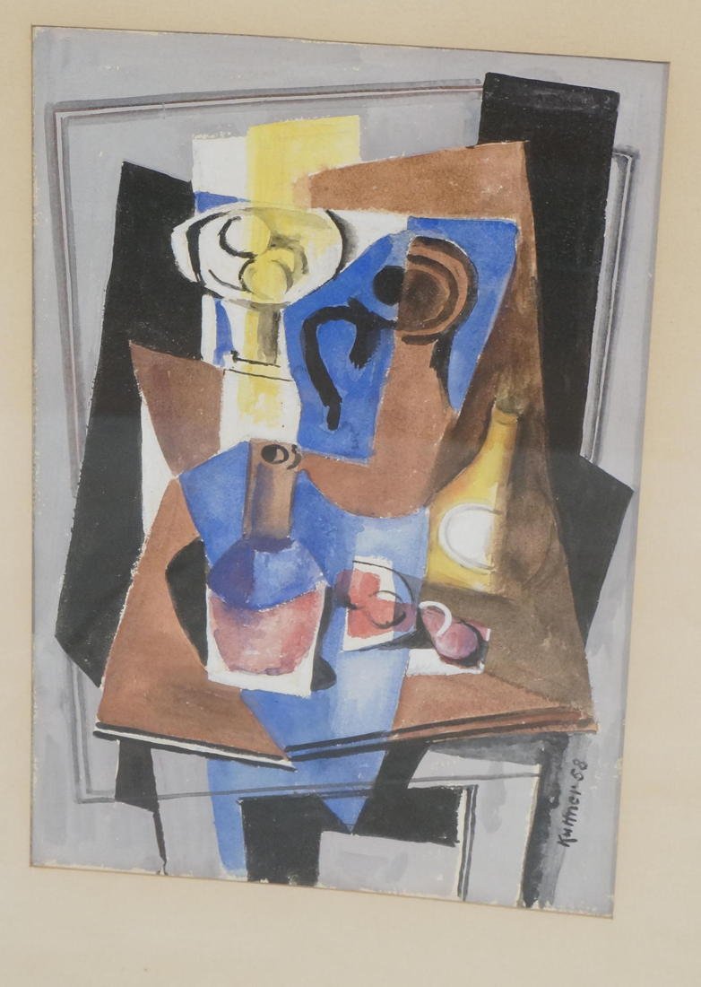 KUTTNER Cubist Still Life Watercolor Gouache. Sig: KUTTNER Cubist Still Life Watercolor Gouache. Signed & dated 58. -- Dimensions: Image Size: H: 10.5 inches: W: 16 inches ---