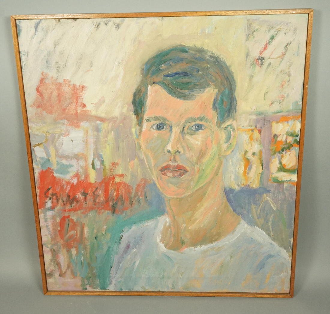 STUART EGNAL Oil Painting "Self Portrait". Signed: STUART EGNAL Oil Painting "Self Portrait". Signed in painting. Self Portrait of Young Artist. Philadelphia Artist. STUART M. EGNAL (Philadelphia Artist), 1940-1966. In a life too brief, Mr. Egnal crea