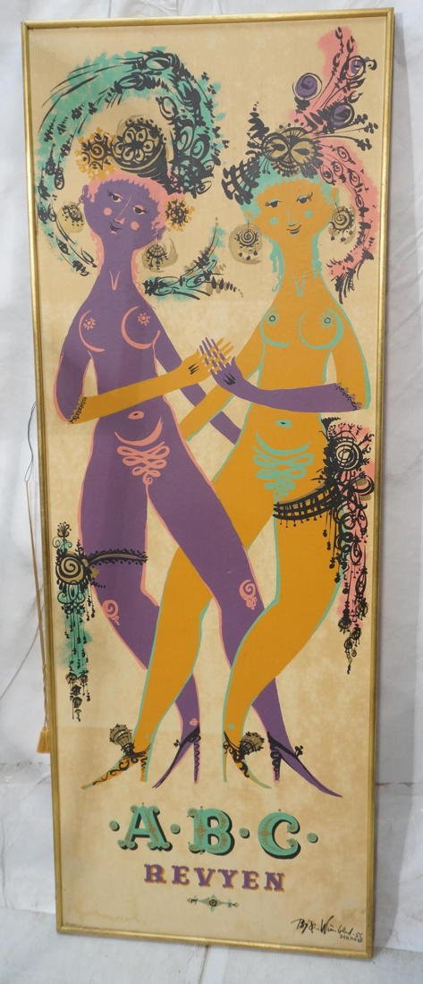 BJORN WIINBLAD "A.B.C REVYEN" Poster. Scantily dr: BJORN WIINBLAD "A.B.C REVYEN" Poster. Scantily dressed Dancing Girls. Burlesque Review. Marked Bjorn Wiinblad 56 Danmark-- Dimensions: H: 67.5 inches: W: 25.5 inches ---