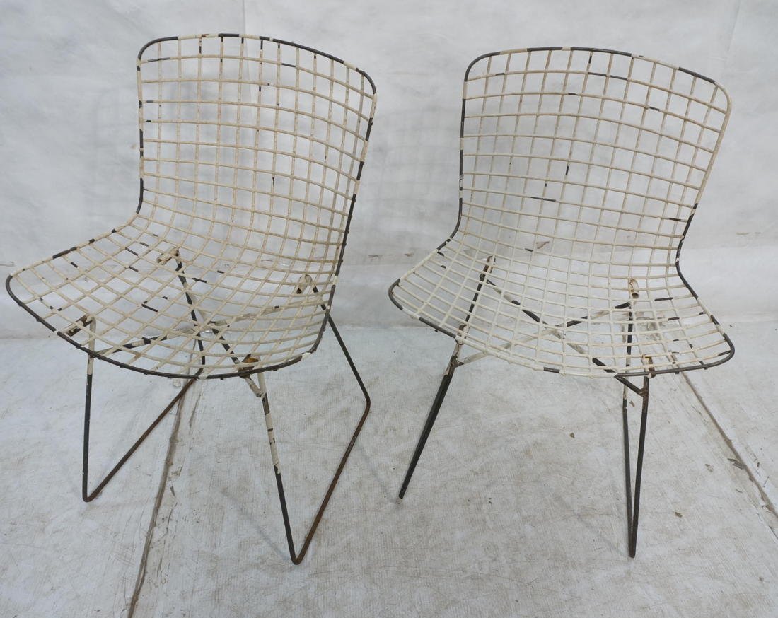 Pr Harry Bertoia Early Metal Grid Side Chairs. Ea: Pr Harry Bertoia Early Metal Grid Side Chairs. Early production & construction.-- Dimensions: H: 31 inches: W: 21 inches: D: 24 inches ---