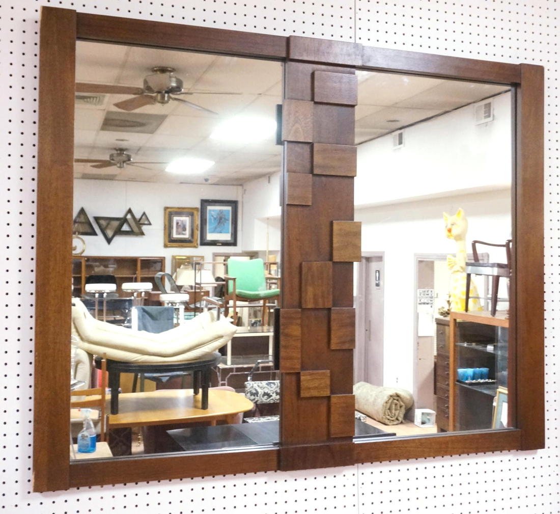 Paul Evans style LANE Wall Mirror. Sculptural blo: Paul Evans style LANE Wall Mirror. Sculptural block design. -- Dimensions: H: 41.5 inches: W: 51.5 inches ---