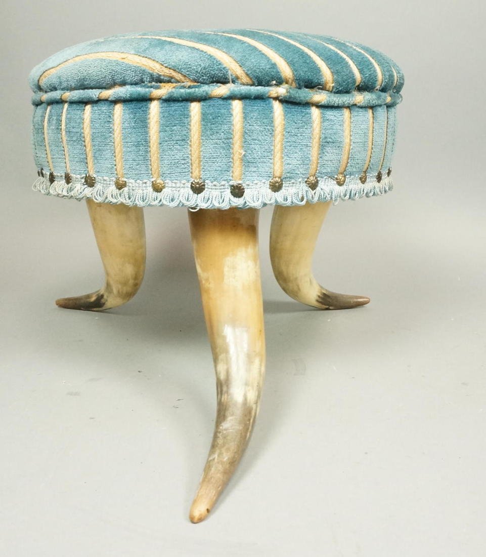 Decorator Horn Small Round Stool Ottoman.: Decorator Horn Small Round Stool Ottoman. -- Dimensions: H: 14 inches: W: 18 inches ---
