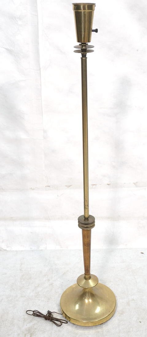 Brass Tommi Parzinger style Floor Lamp. Modernist: Brass Tommi Parzinger style Floor Lamp. Modernist with brass saucer like accents. -- Dimensions: H: 54 inches ---