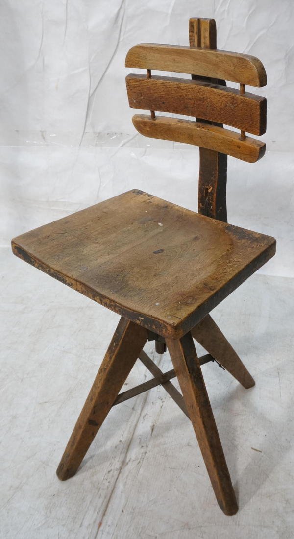 Vintage Artists Stool. Cook Cambridge wood indust: Vintage Artists Stool. Cook Cambridge wood industrial stool. adjustable back. Artists Stool.-- Dimensions: H: 36 inches: W: 16 inches: D: 17 inches ---