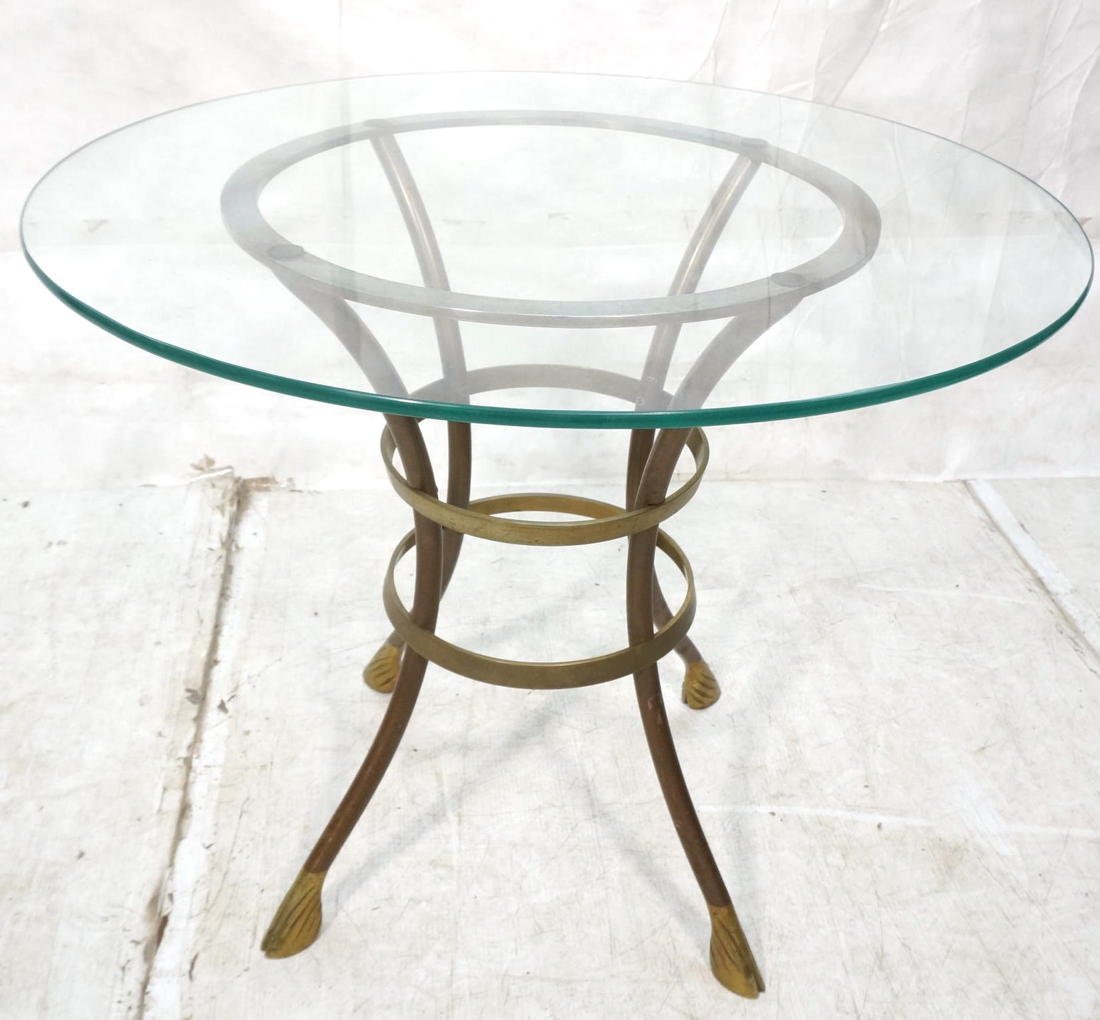 Decorator Jansen Style Occasional Table. Hoof Br: Decorator Jansen Style Occasional Table. Hoof Brass Feet.-- Dimensions: H: 28.5 inches: W: 36 inches: D: 36 inches ---