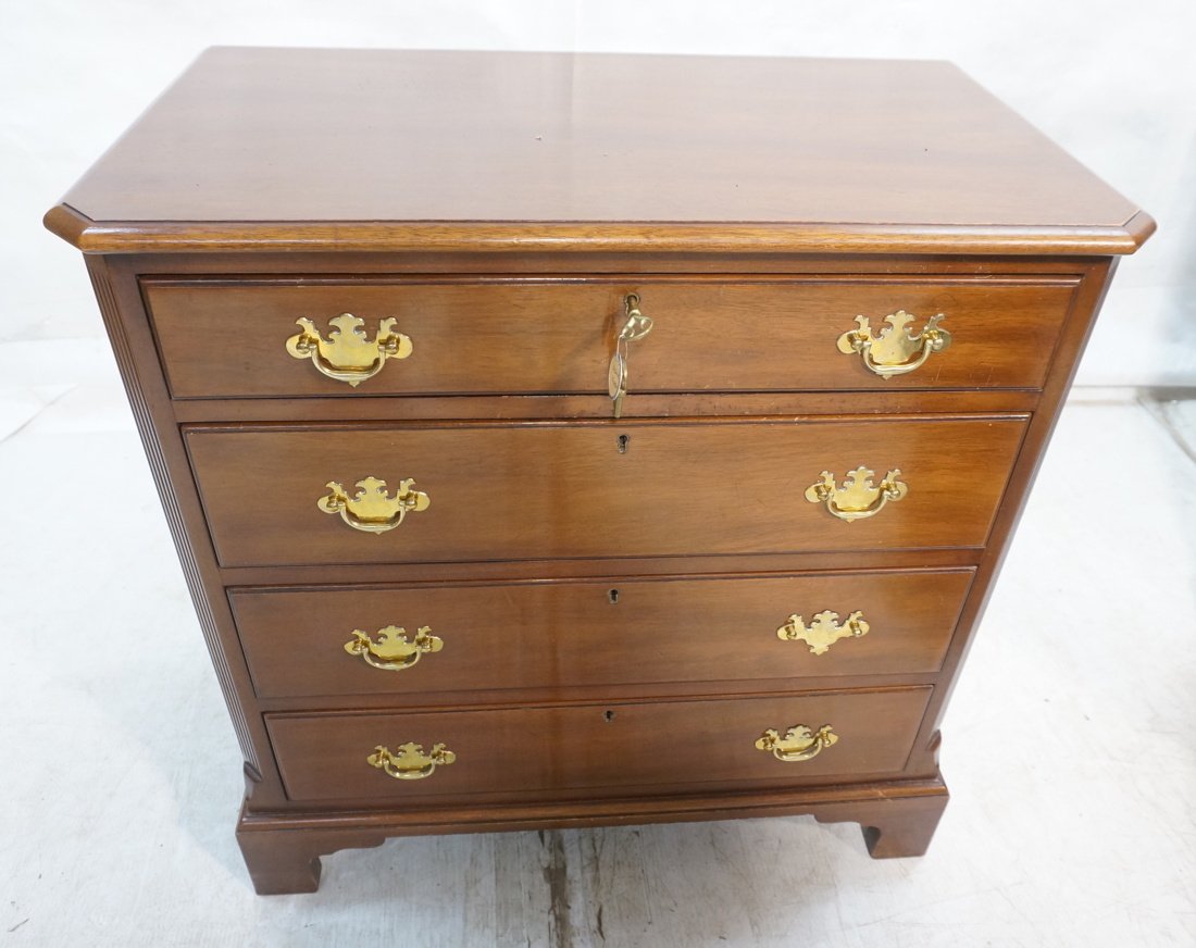 KITTINGER Buffalo Four Drawer Bachelors Chest. Br: KITTINGER Buffalo Four Drawer Bachelors Chest. Brass Bat Wing Pulls. Bracket feet. Branded.-- Dimensions: H: 30 inches: W: 29 inches: D: 16.5 inches ---