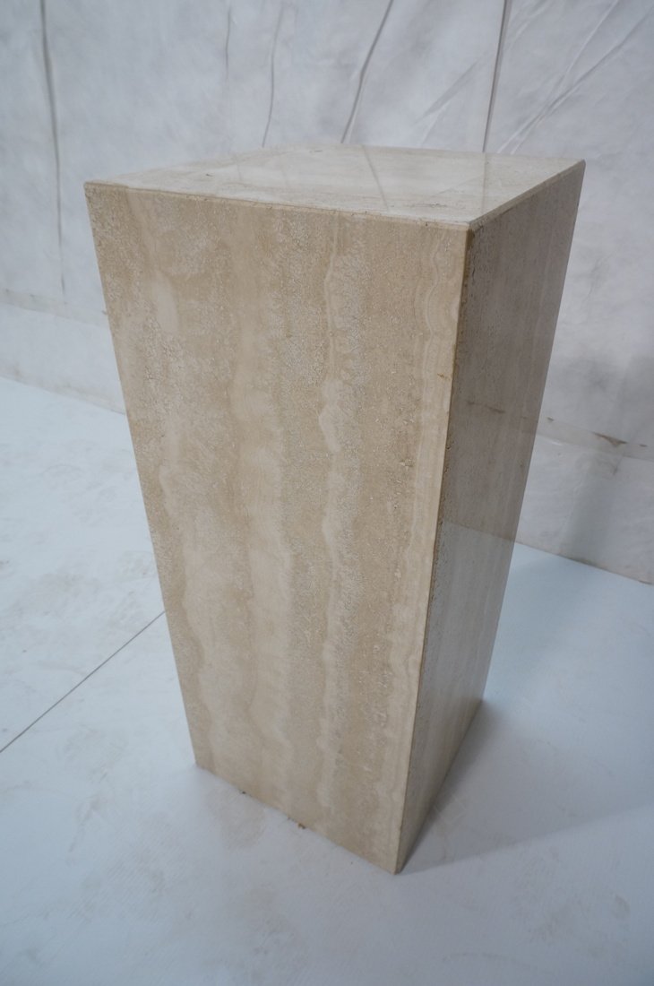 Square Travertine Column Pedestal.: Square Travertine Column Pedestal. -- Dimensions: H: 28.5 inches: W: 12 inches: D: 12 inches ---