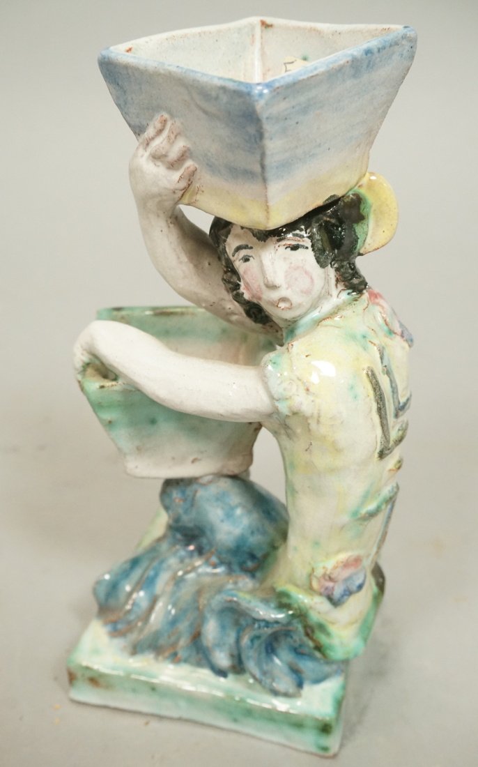 WIENER WERKSTATTE Austria Ceramic Figure. ENA KOP: WIENER WERKSTATTE Austria Ceramic Figure. ENA KOPRIVA. Seated woman with two square vessels. Lovely blue and aqua glazes. Marked. Erna Kopriva was a pupil at the Vienna School of Arts & Crafts under J