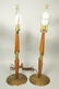 Pr Walnut Brass American Modern Table Lamps. Wood - 2