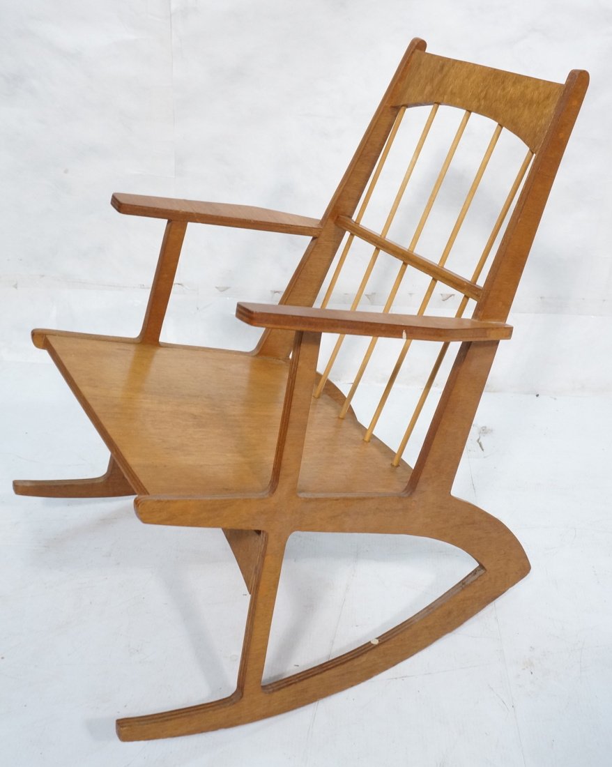 Wood Frame Rocking Chair. Studio Made Plywood Ro: Wood Frame Rocking Chair. Studio Made Plywood Rocker. Not marked-- Dimensions: H: 36 inches: W: 23 inches: D: 30 inches ---