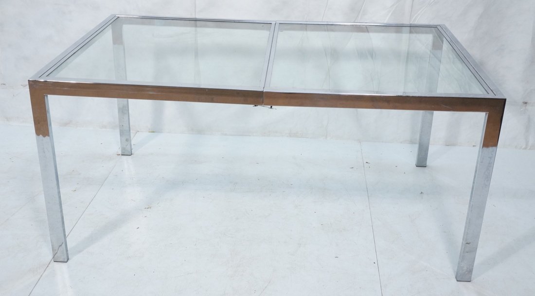 Milo Baughman style chrome dining table, no leave: Milo Baughman style chrome dining table, no leaves.-- Dimensions: H: 28 inches: W: 38 inches: D: 60 inches ---