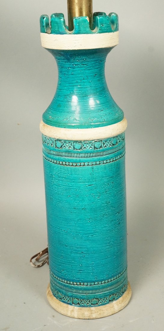 Italian Bitossi Table Lamp. Probably b Aldo Lond: Italian Bitossi Table Lamp. Probably b Aldo Londi. Blue and White.-- Dimensions: H: 34 inches: W: 5.5 inches ---