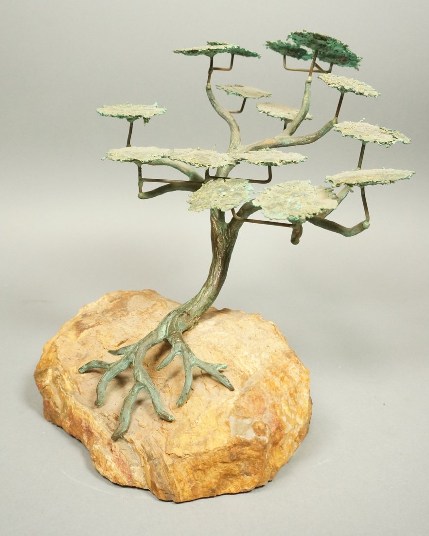 Bronze Bonsai Tree Sculpture. Green Patinated Bro (1 of 5)