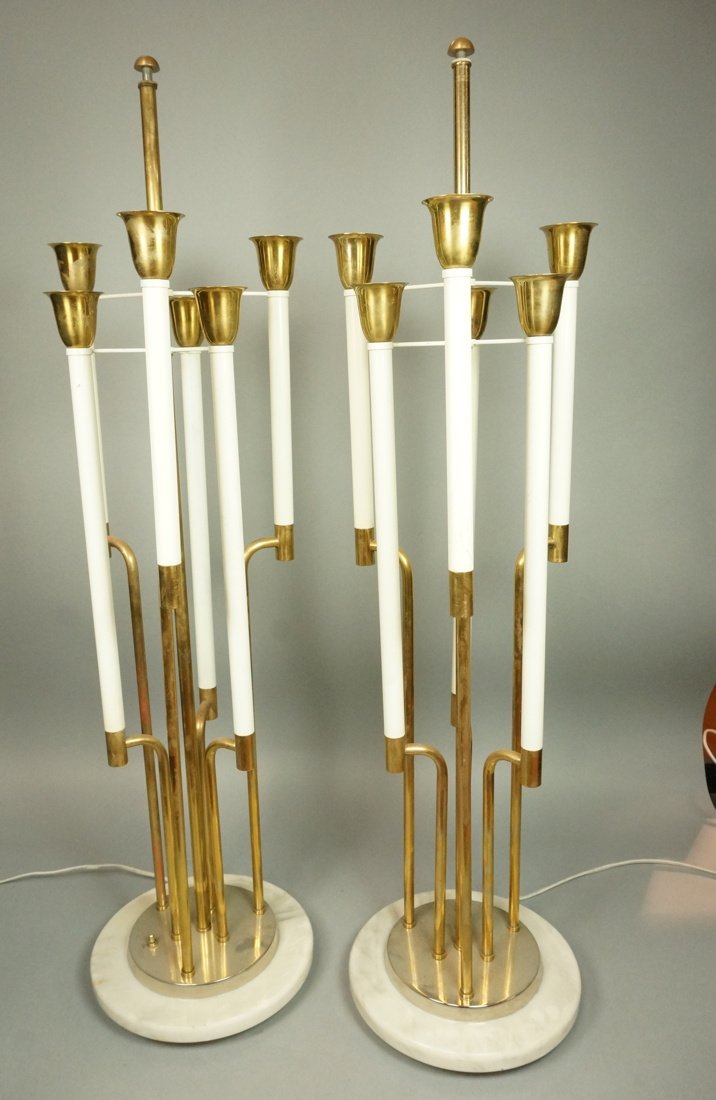 Pair Tommi Parzinger Style Table Lamps.  Marble b (1 of 8)