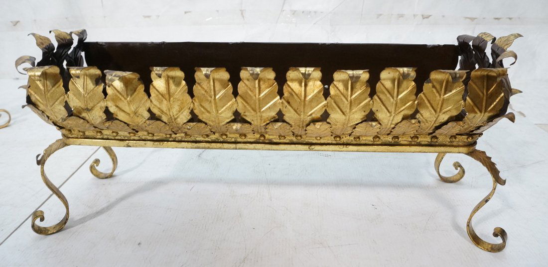 Italian Gilt Iron Planter Box Stand.  Leaf form w (1 of 8)