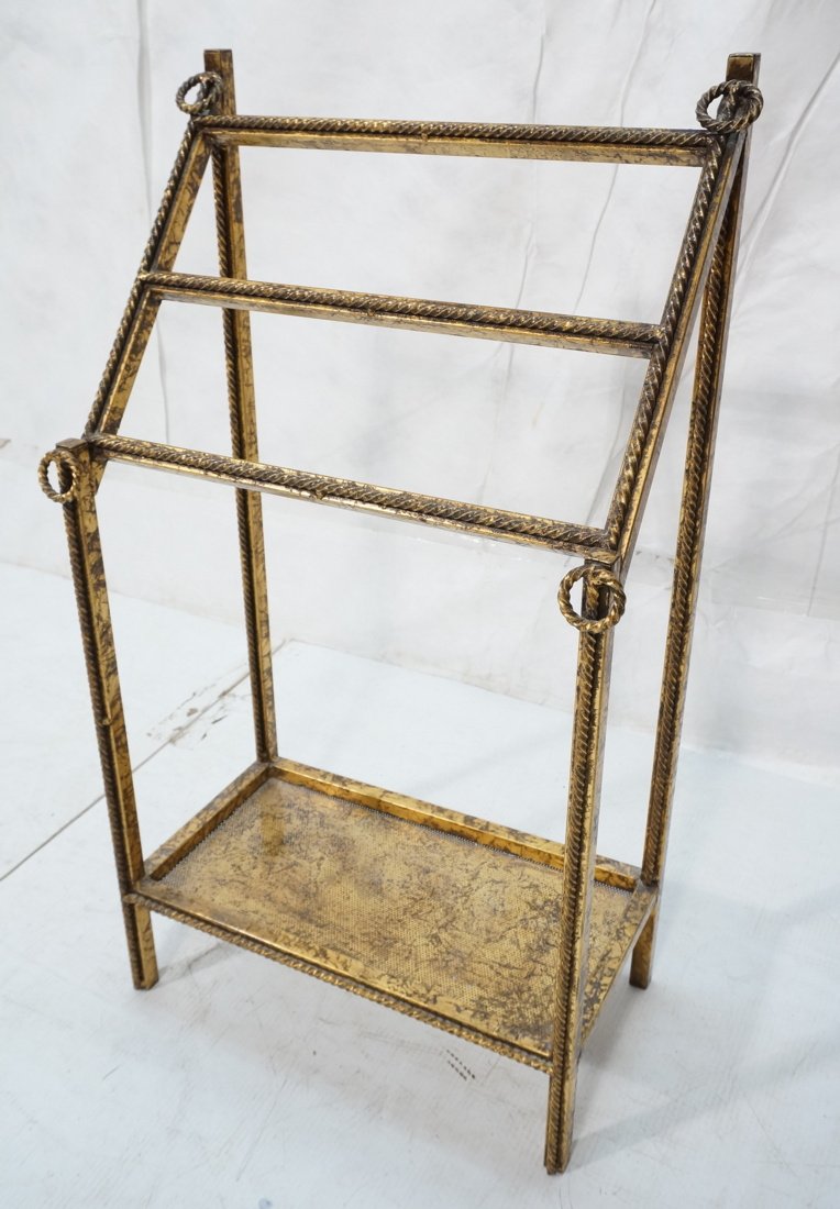 Italian Gilt Iron Umbrella Cane Stand.  Rope and (1 of 8)