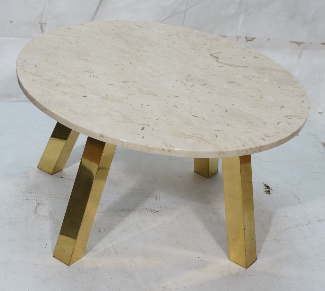 Round Marble Top Brass Base Coffee Cocktail Table (1 of 6)