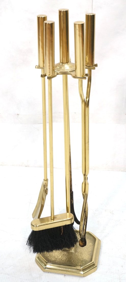 Modern Style Brass Fireplace Tools.  Solid handle (1 of 5)