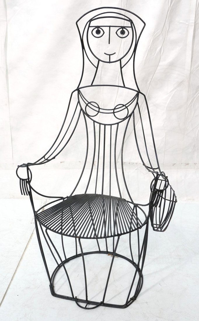 John Risley Tall Back Wire Lounge Chair.  Female (1 of 8)