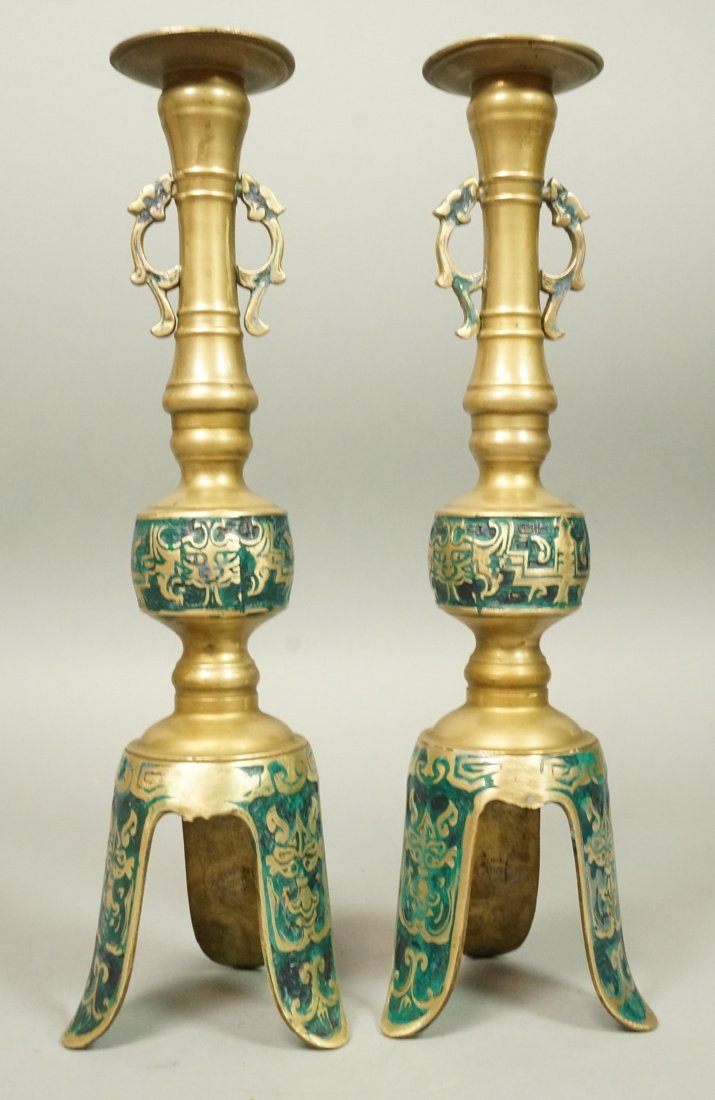 Pr PEPE MENDOZA Brass & Enamel Candlestick. Label (1 of 6)