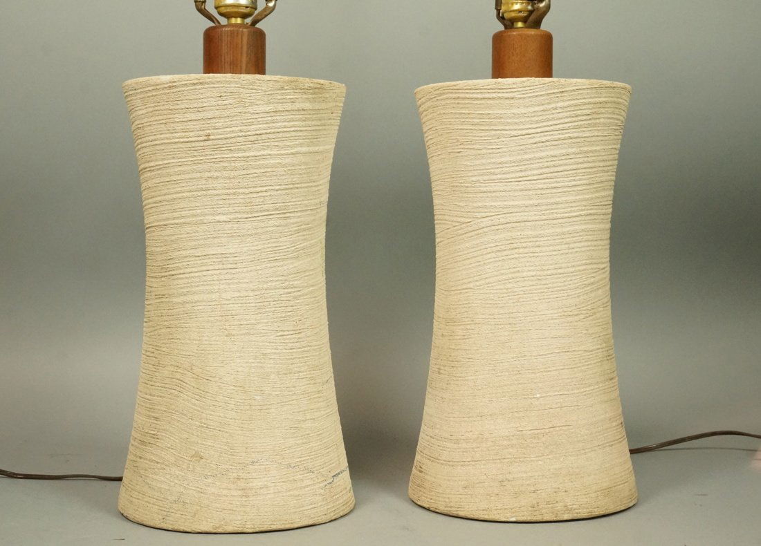 Pr Modernist Textured Ceramic Table Lamps. Sand t (1 of 8)