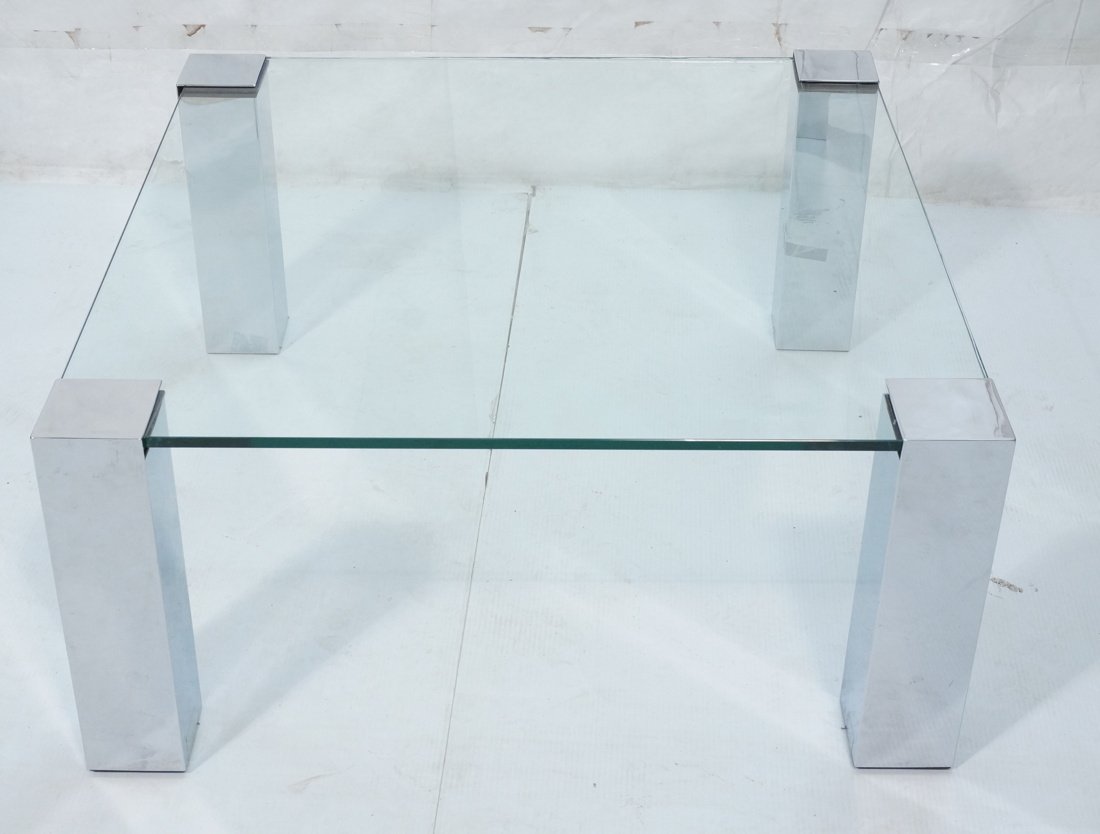 CIUDE Italian Chrome & Glass Square Coffee Table. (1 of 8)