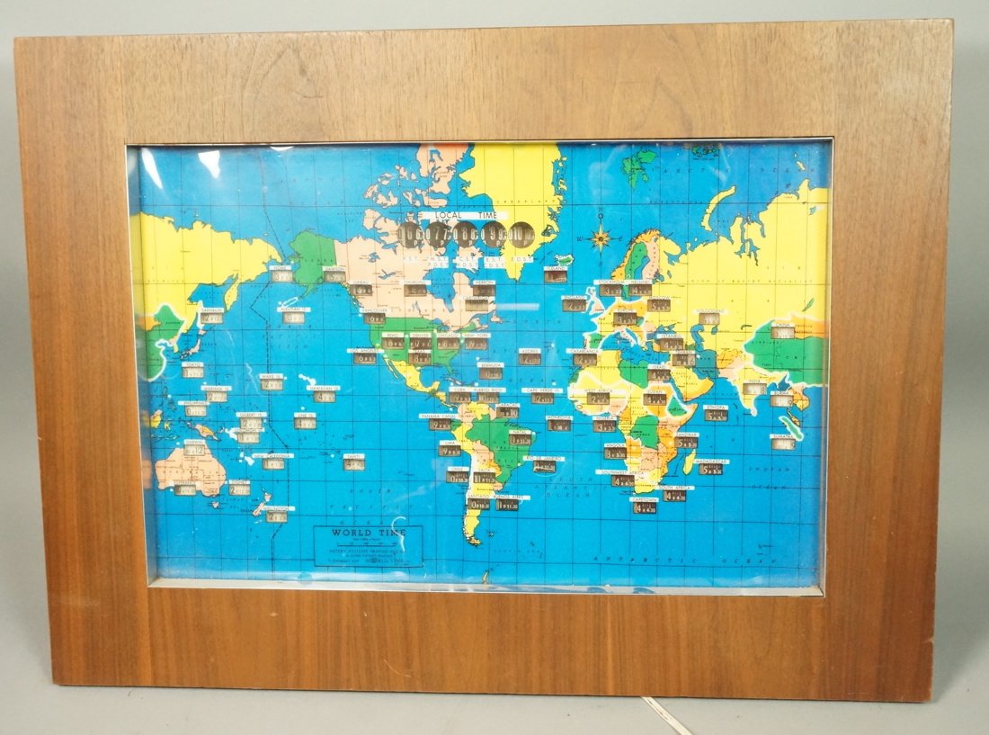 Howard Miller World Time Wall Clock.  Walnut fram (1 of 4)