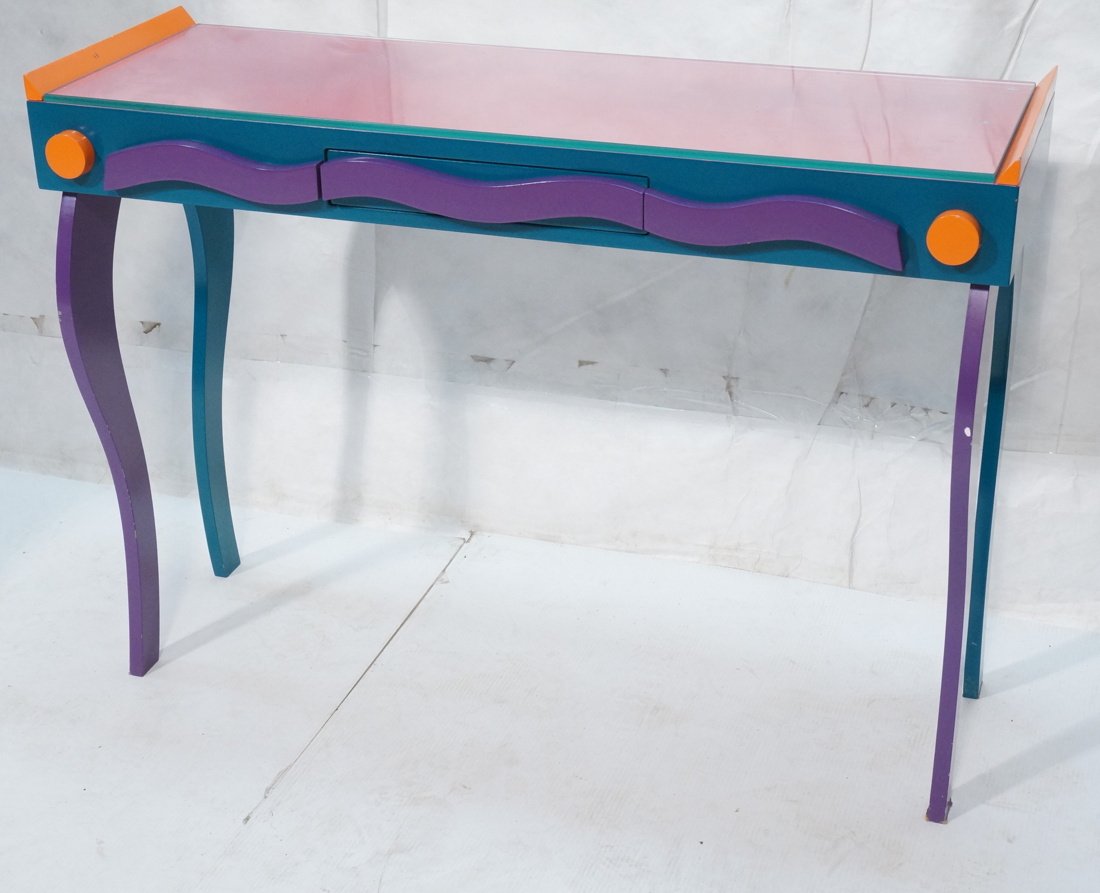 Craftsman Memphis Style Vanity Hall Table with 1: Craftsman Memphis Style Vanity Hall Table with 1 Drawer. Colorful Paint Finish-- Dimensions: H: 31.25 inches: W: 42.5 inches: D: 16 inches ---