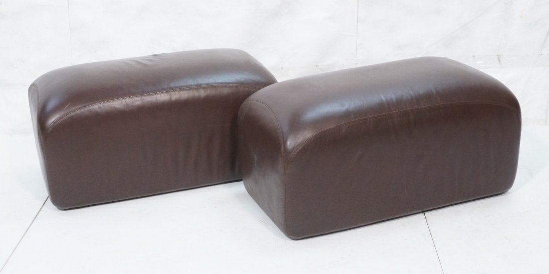 Pair Contemporary Leather Ottoman Stool Benches. (1 of 10)